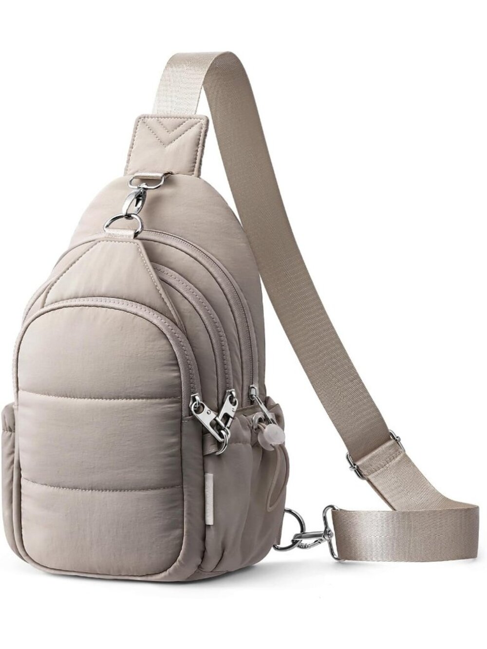 Women's Camel Anti Theft RFID Puffer Sling Travel Multi Pocket Crossbody Bag